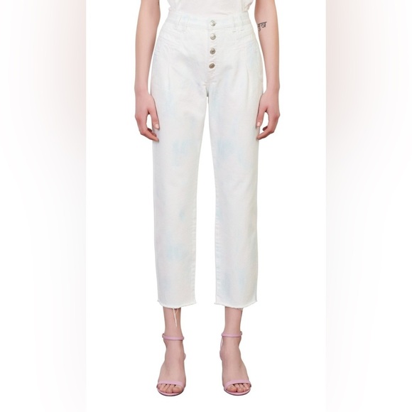 Maje Denim - Maje NWT MULTI White and Light Blue Women's Praline High Rise Jeans FR 38